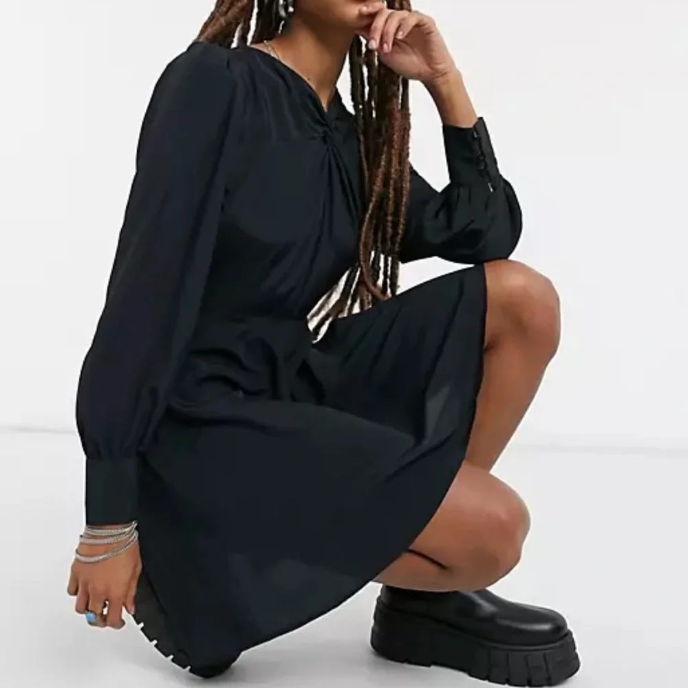 Topshop Twist Neck Black Mini Dress